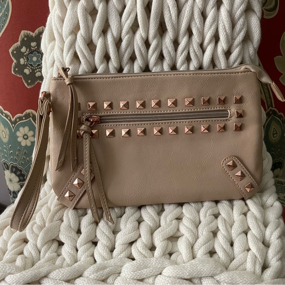 Aldo Rockstar Studded Wristlet Clutch Habdbag
